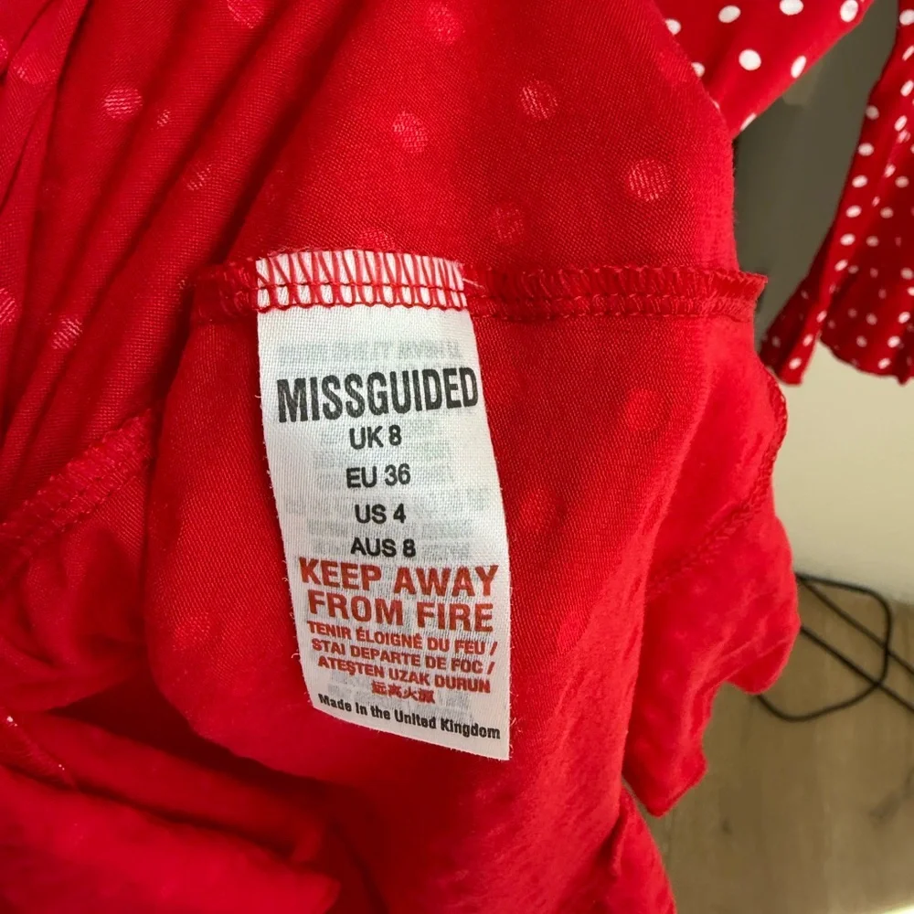 Missguided + Red Polka Dot Tie-Front Mini Dress - Picture 3 of 4